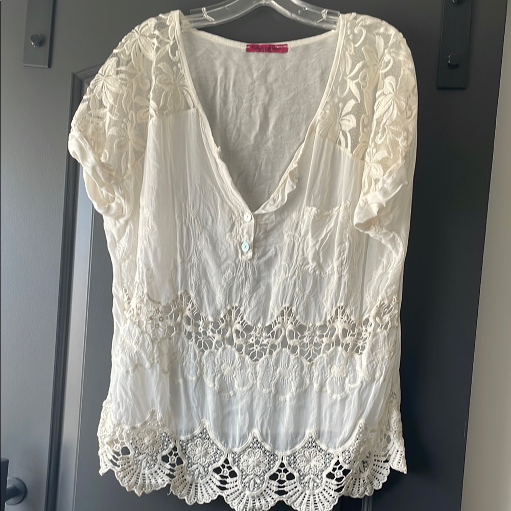 Like New Tiziana Cervasio Cream Lace Blouse